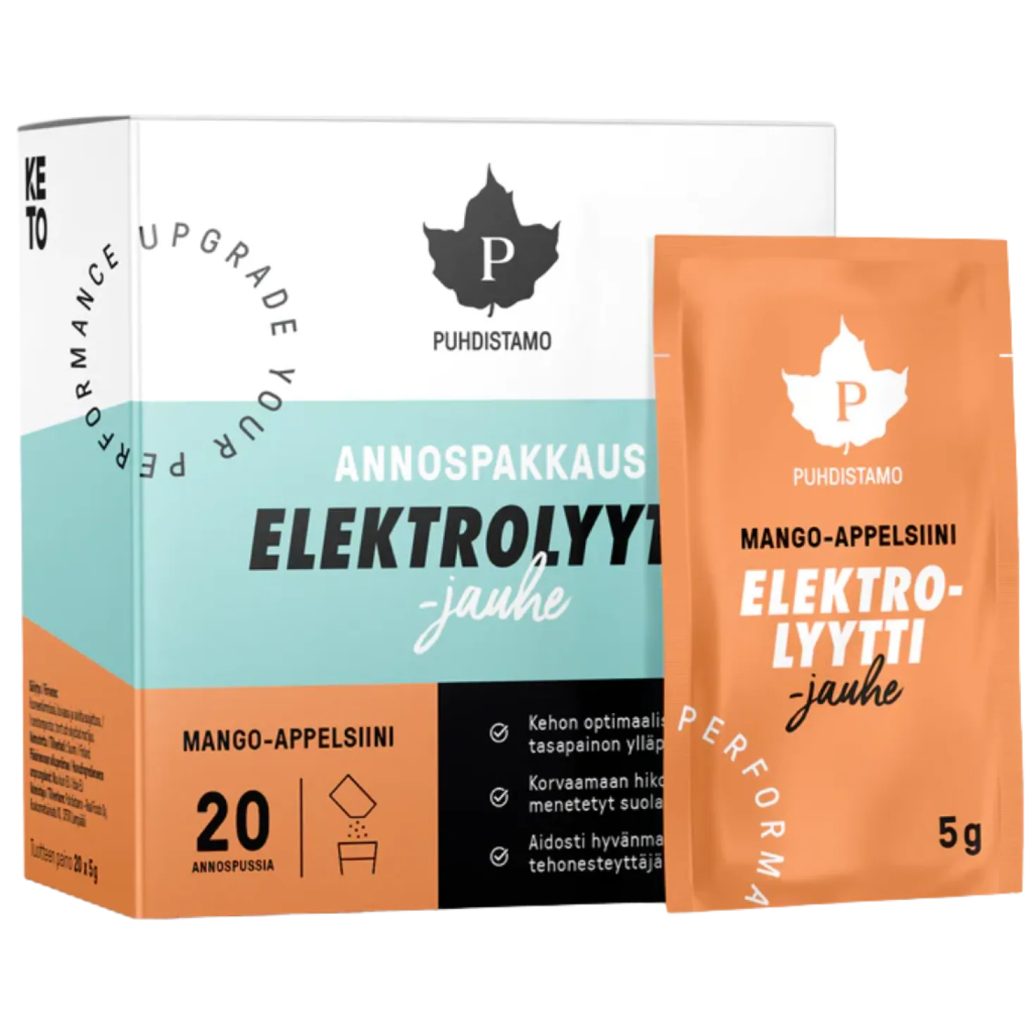 Puhdistamo Elektrolyyttijauhe Mango-Appelsiini - Annospussit 20 kpl - erä