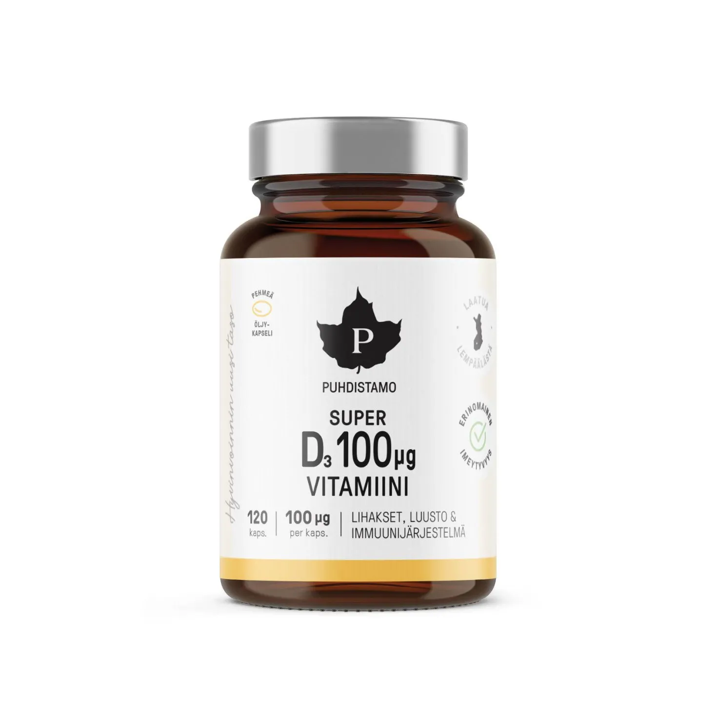 Puhdistamo Super D-Vitamiini 100 μg 120 kaps.