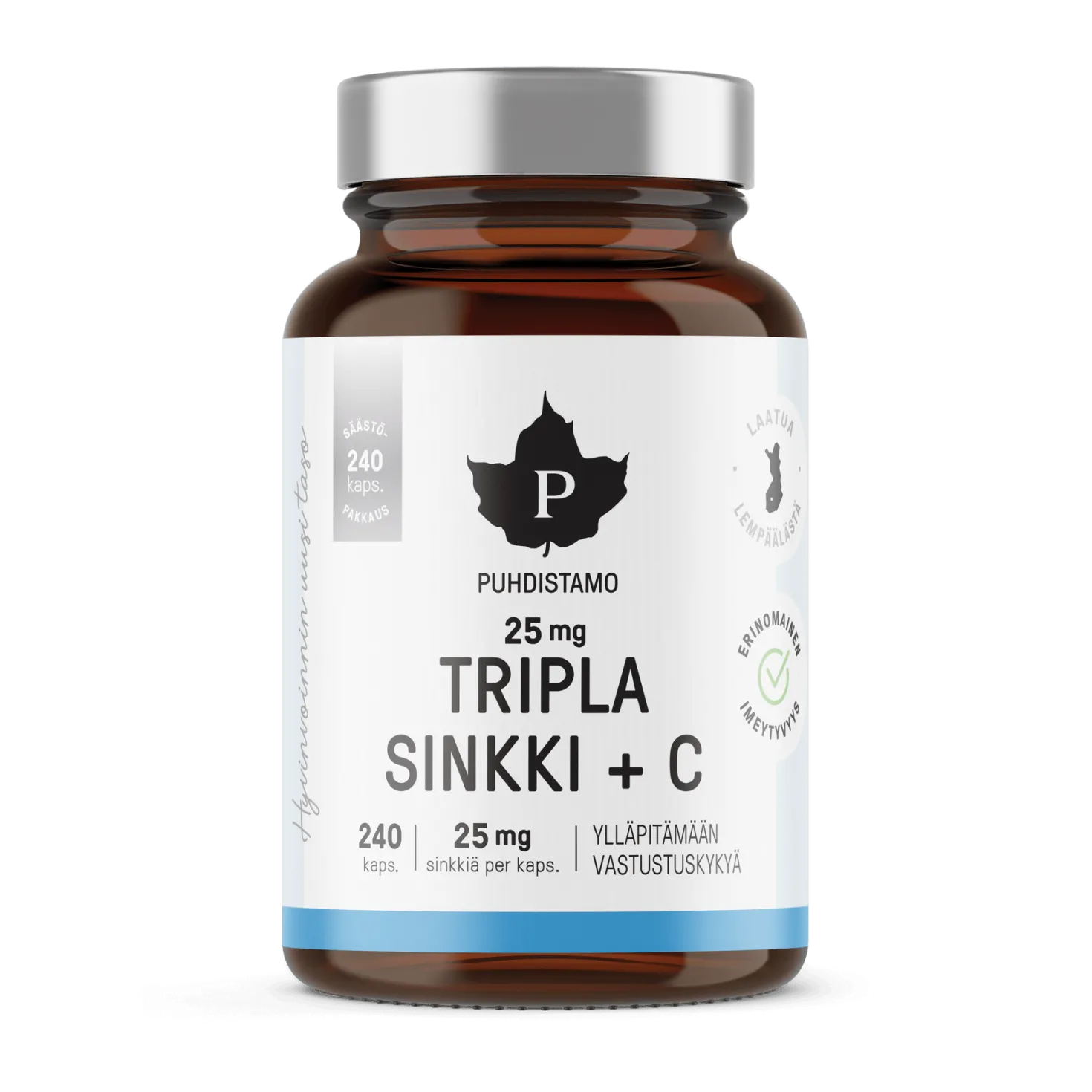 Puhdistamo Tripla Sinkki + C 25 mg SÄÄSTÖPAKKAUS 240 kaps.