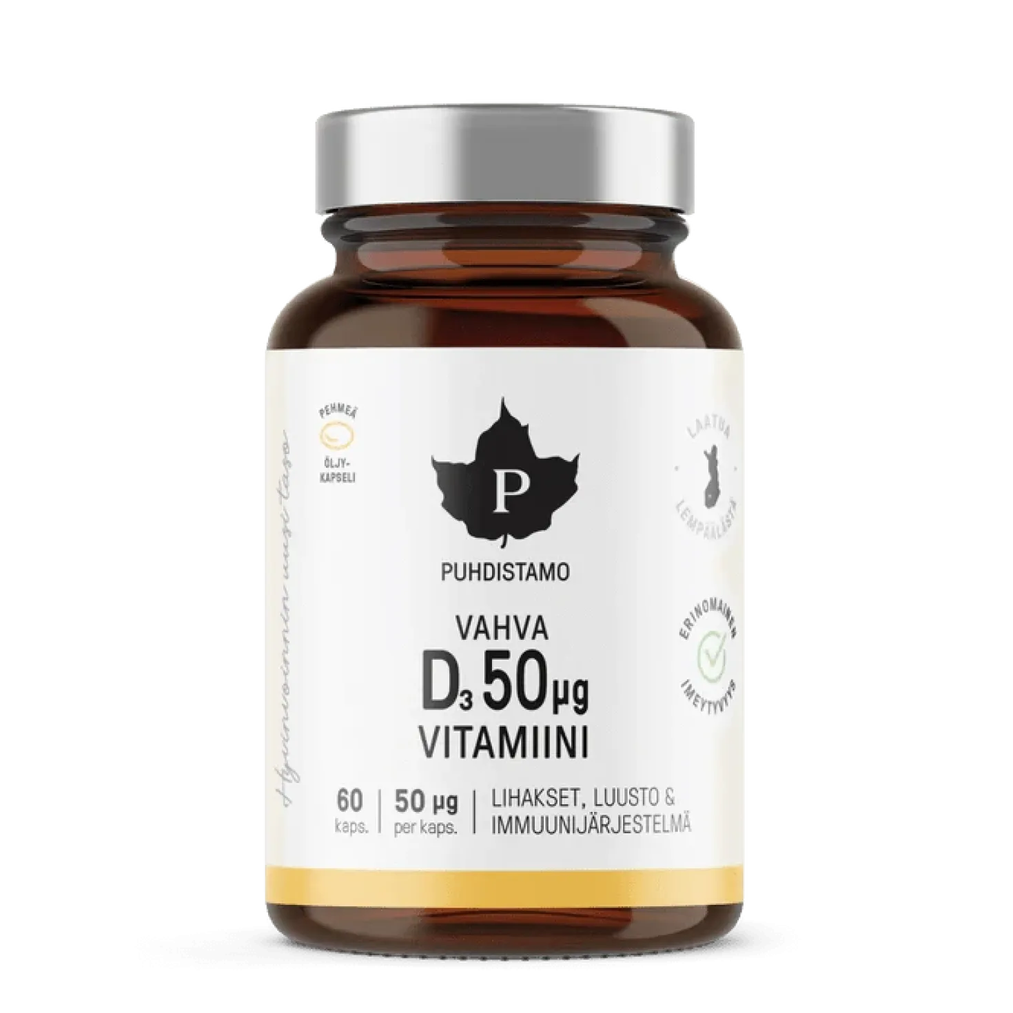 Puhdistamo Vahva D-vitamiini 50 µg 60 kaps.