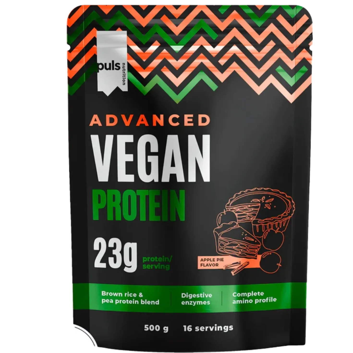 Puls Nutrition Advanced Vegan Protein - Kasviproteiinijauhe Omenapiirakka 500 g