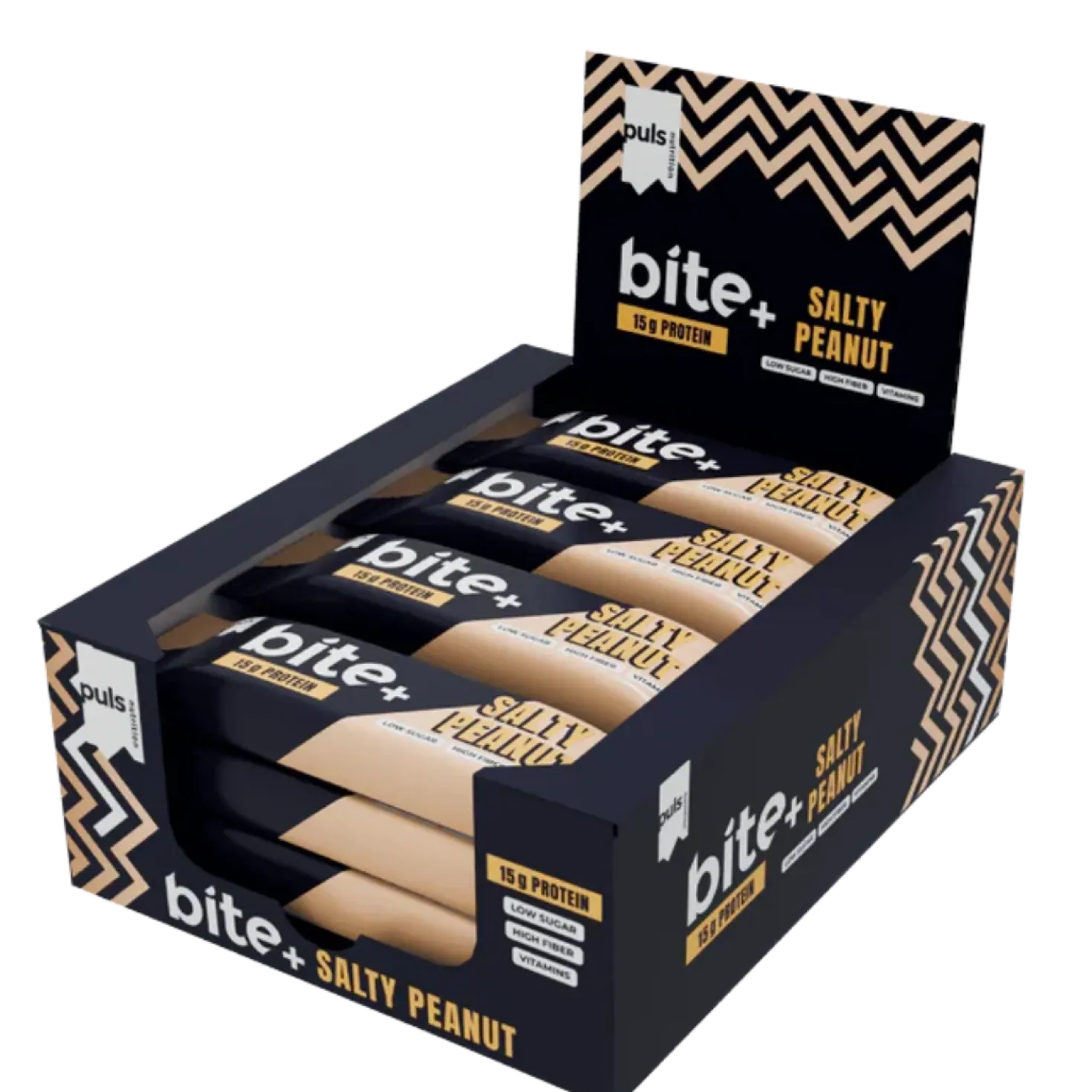 Puls Nutrition Bite+ Salty Peanut - Proteiinipatukka Suolainen Maapähkinä 12 x 50 g TUKKUPAKKAUS - HUOM Päiväys 10/2026