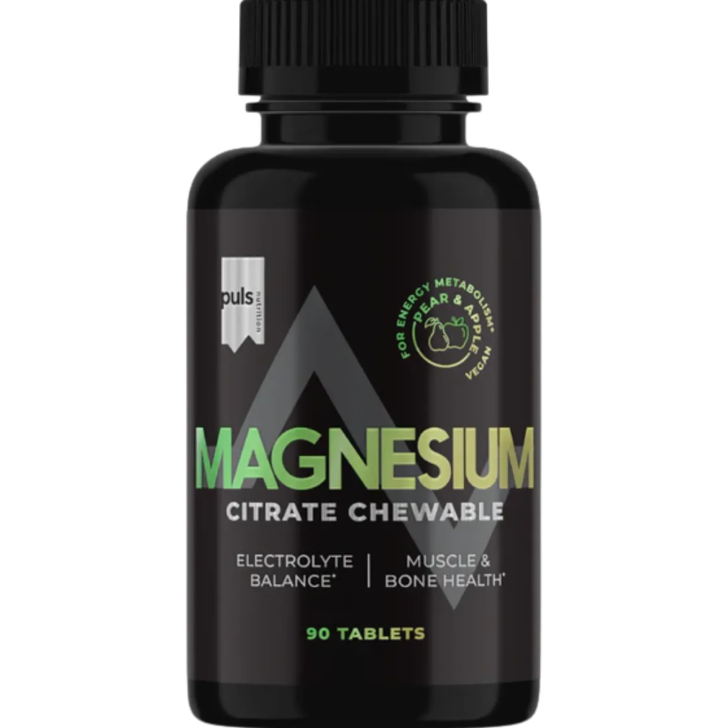 Puls Nutrition Chewable Magnesium Citrate - Pureskeltava Magnesiumsitraatti 90 tabl. - Päärynä & Omena