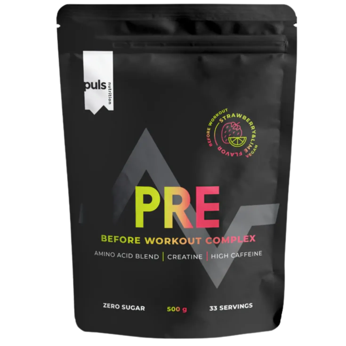 Puls Nutrition Pre Workout - Urheilujuomajauhe Mansikka - Lime 500 g