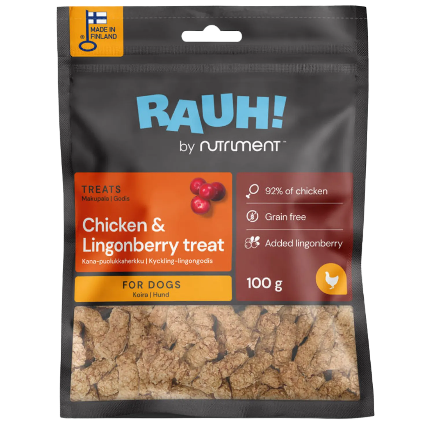 RAUH! Kana-puolukkaherkku koirille 100 g - HUOM Päiväys 12/2026
