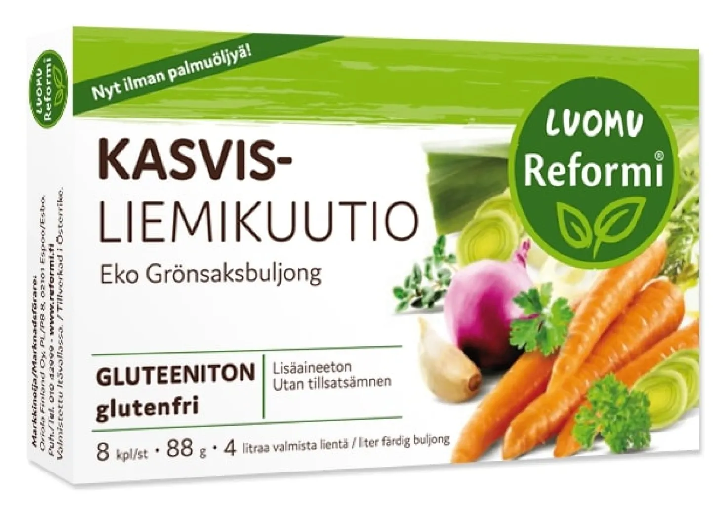 Reformi Luomu Kasvisliemikuutio 8 kpl - HUOM Päiväys 01/2027