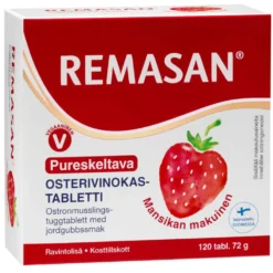 Remasan - osterivinokastabletti mansikan makuinen pureskeltava 120 tabl.
