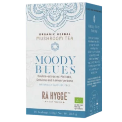 Rå Hygge Moody Blues - Maitake Sieniuutejauhe Yrttitee 16 teepussia - poistuu - Päiväys 01/2027