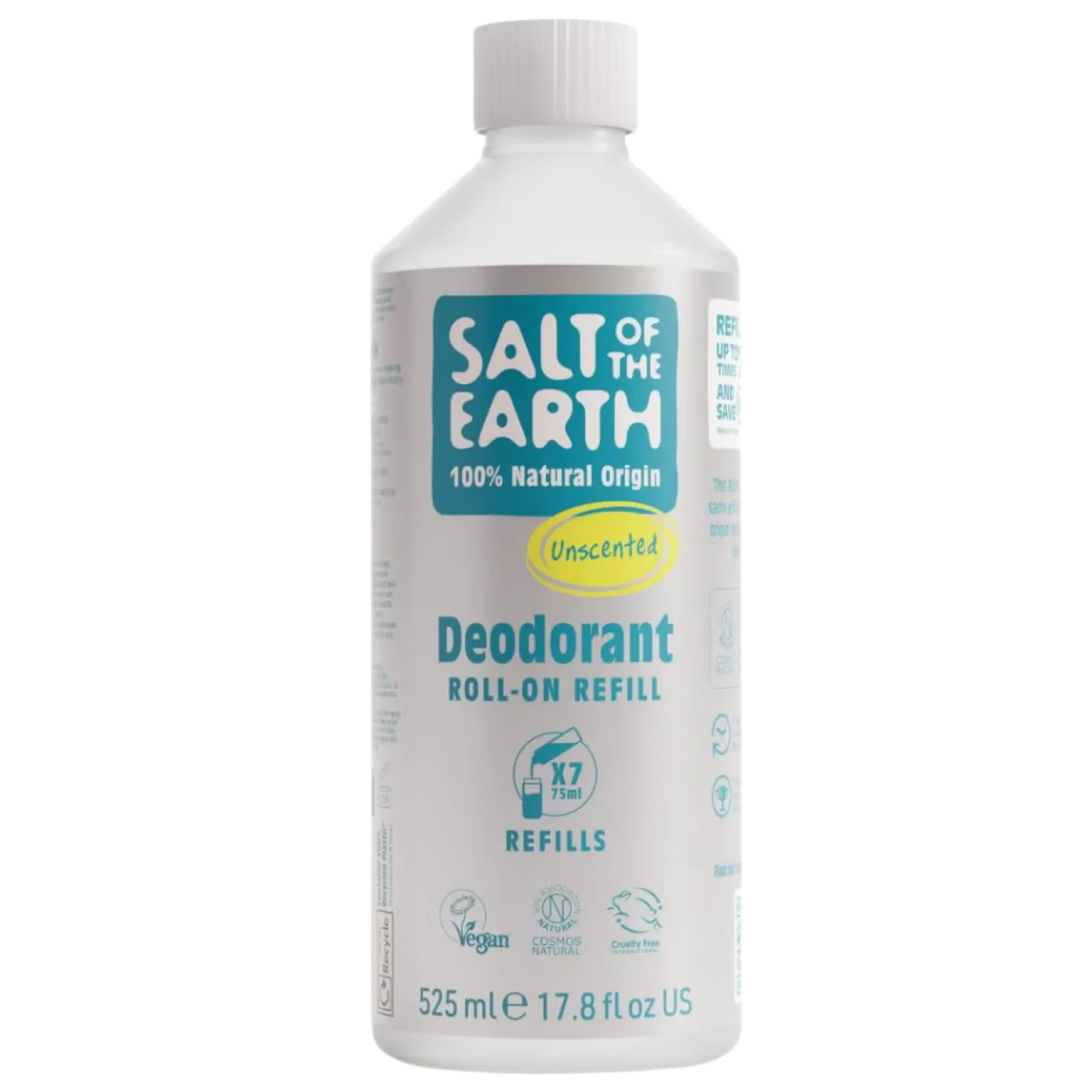 Salt of the Earth - Tuoksuton Roll-On Deodorantti täyttöpakkaus 525 ml