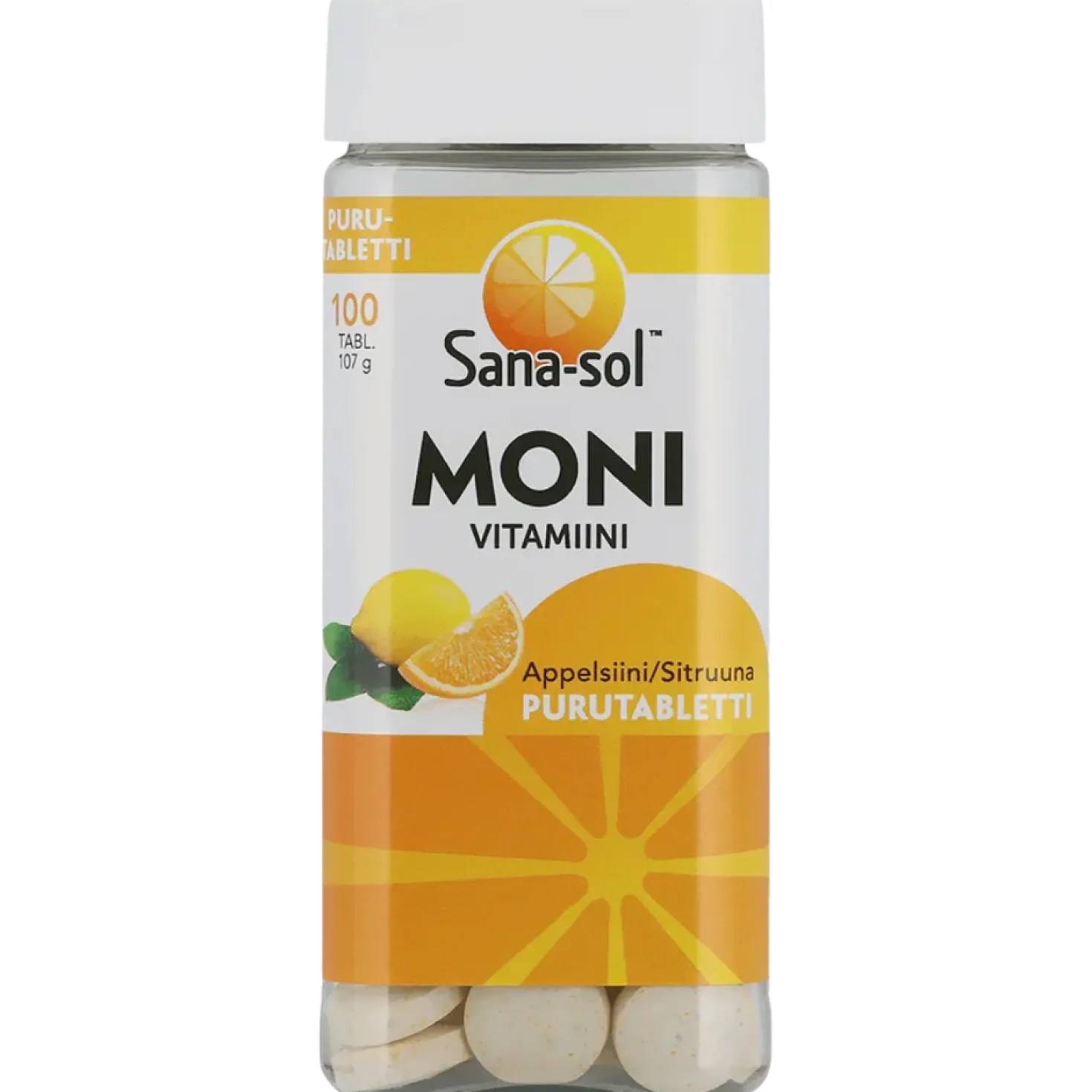 Sana-sol Monivitamiini Appelsiini 100 purutablettia