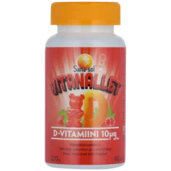 Sana-Sol Vitanallet D-vitamiini Mansikka/Vadelma 60 kpl