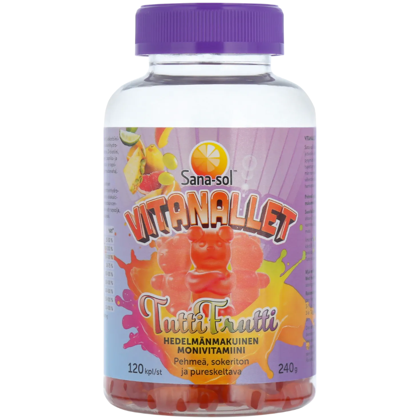 Sana-Sol Vitanallet Tuttifrutti Monivitamiini 120 kpl - 02/2027