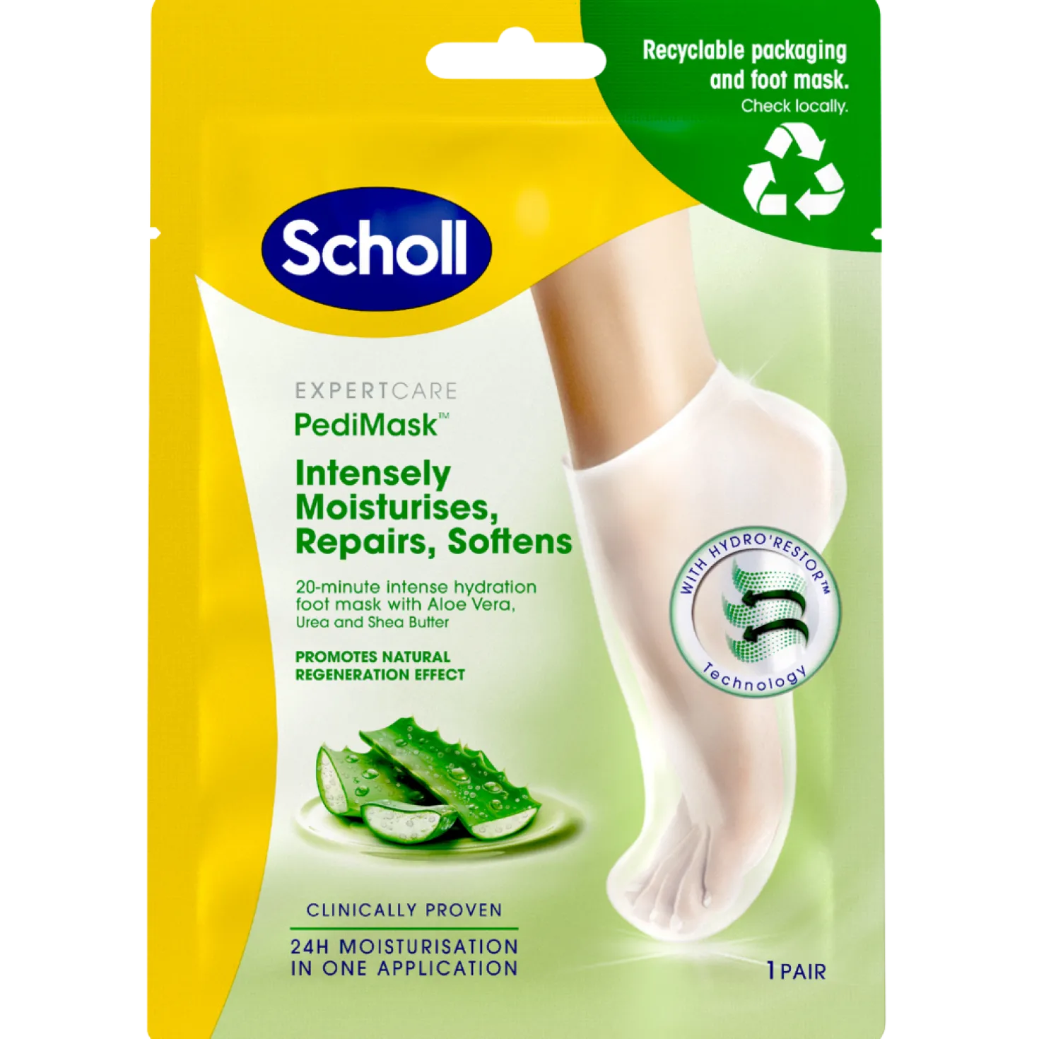 Scholl PediMask Aloe Vera - Jalkanaamio