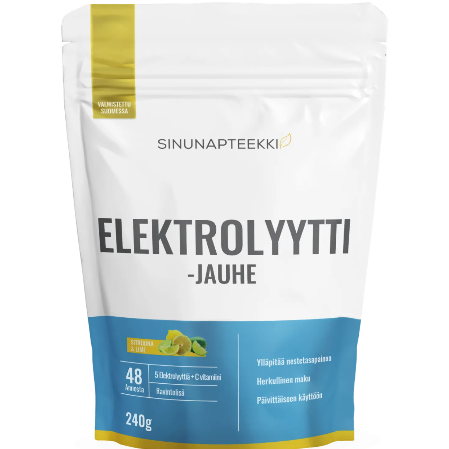 Sinunapteekin Elektrolyyttijauhe Sitruuna-Lime 240 g - erä TUTUSTUMISHINTAAN