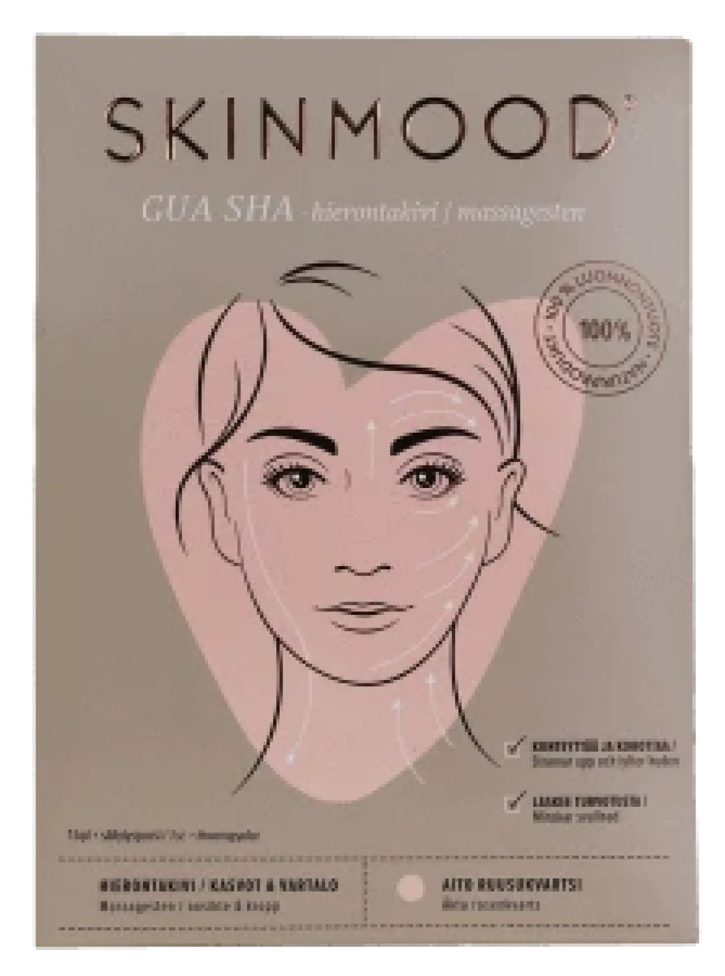 SkinMood Gua Sha Beauty Tool Rose Quartz - Gua Sha, ruusukvartsia 1 kpl