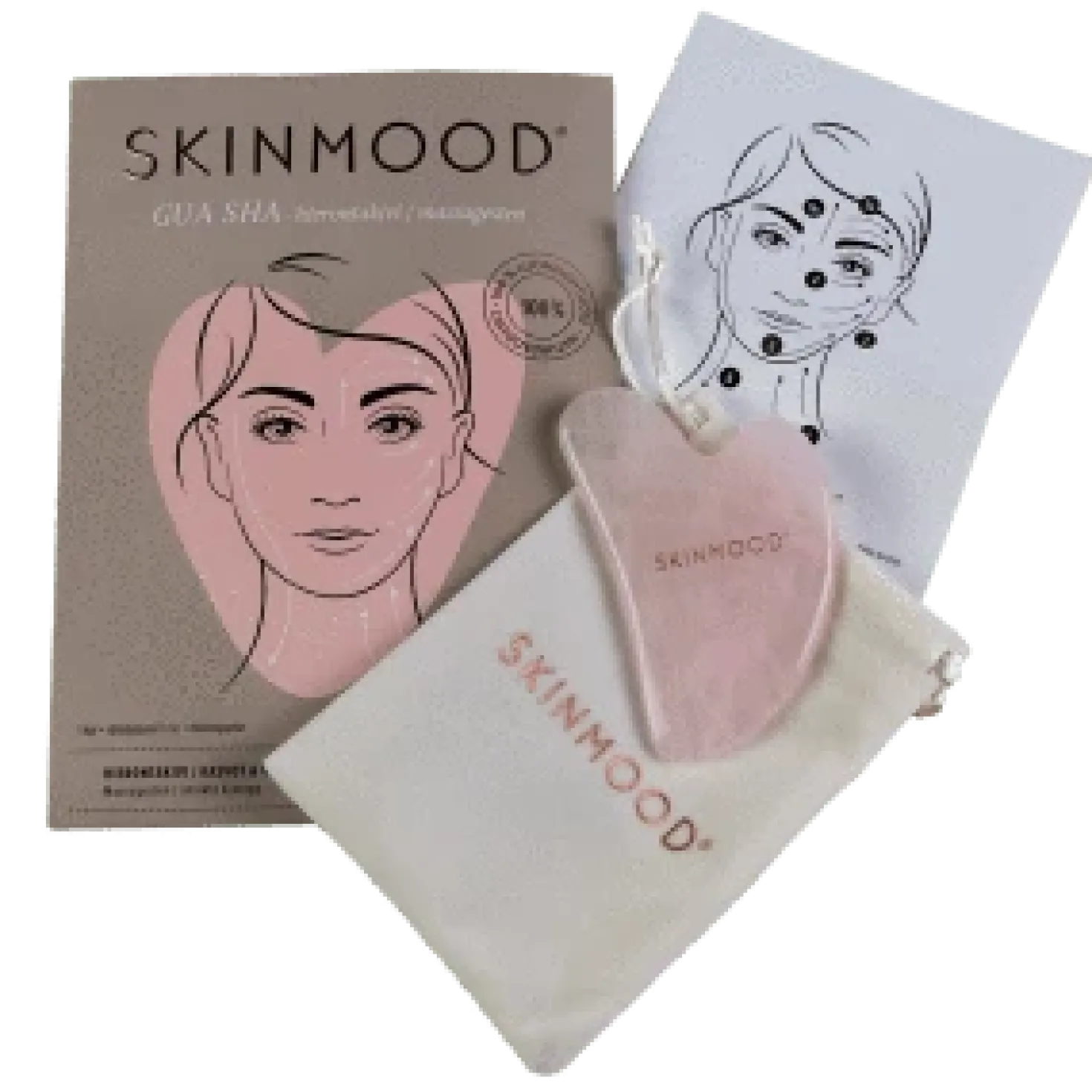 SkinMood Gua Sha Beauty Tool Rose Quartz - Gua Sha, ruusukvartsia 1 kpl