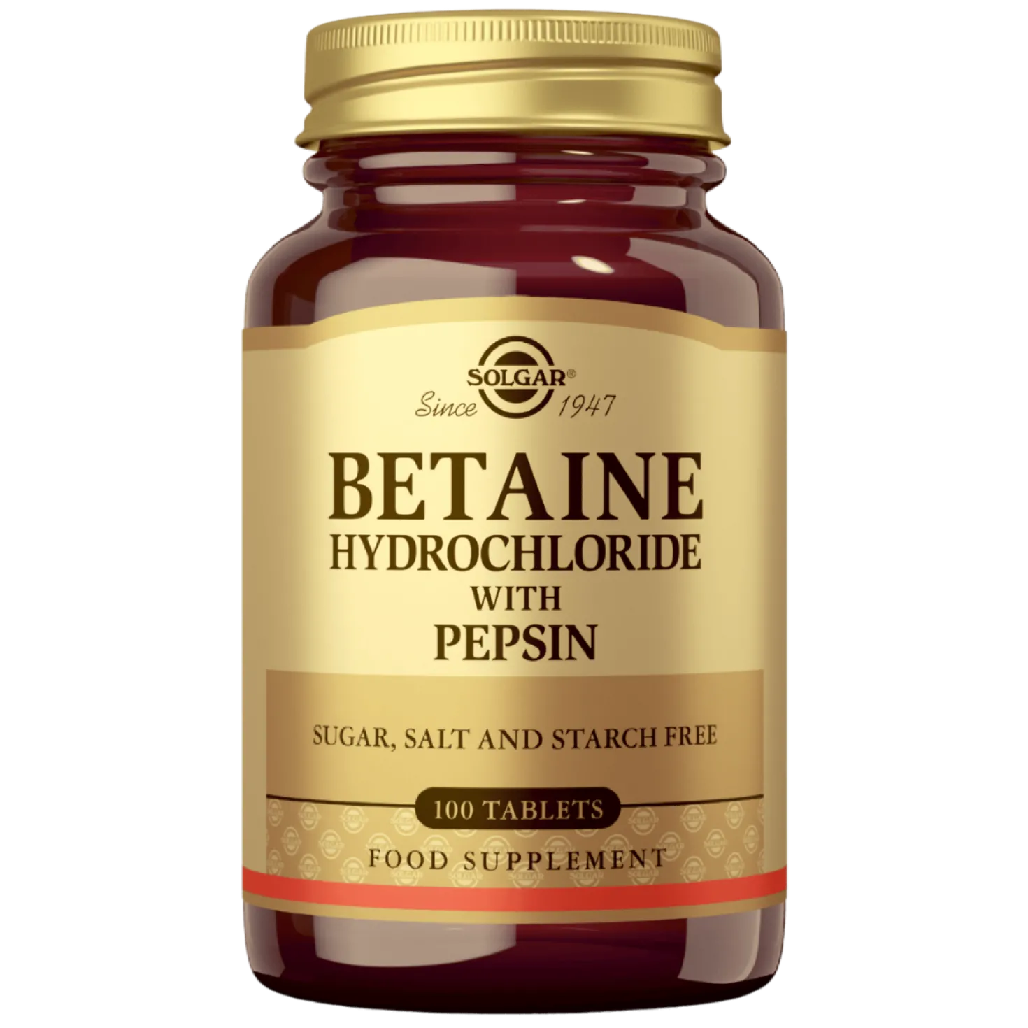Solgar Betaine - Betaiinihydrokloridi + Pepsiini 100 tabl.