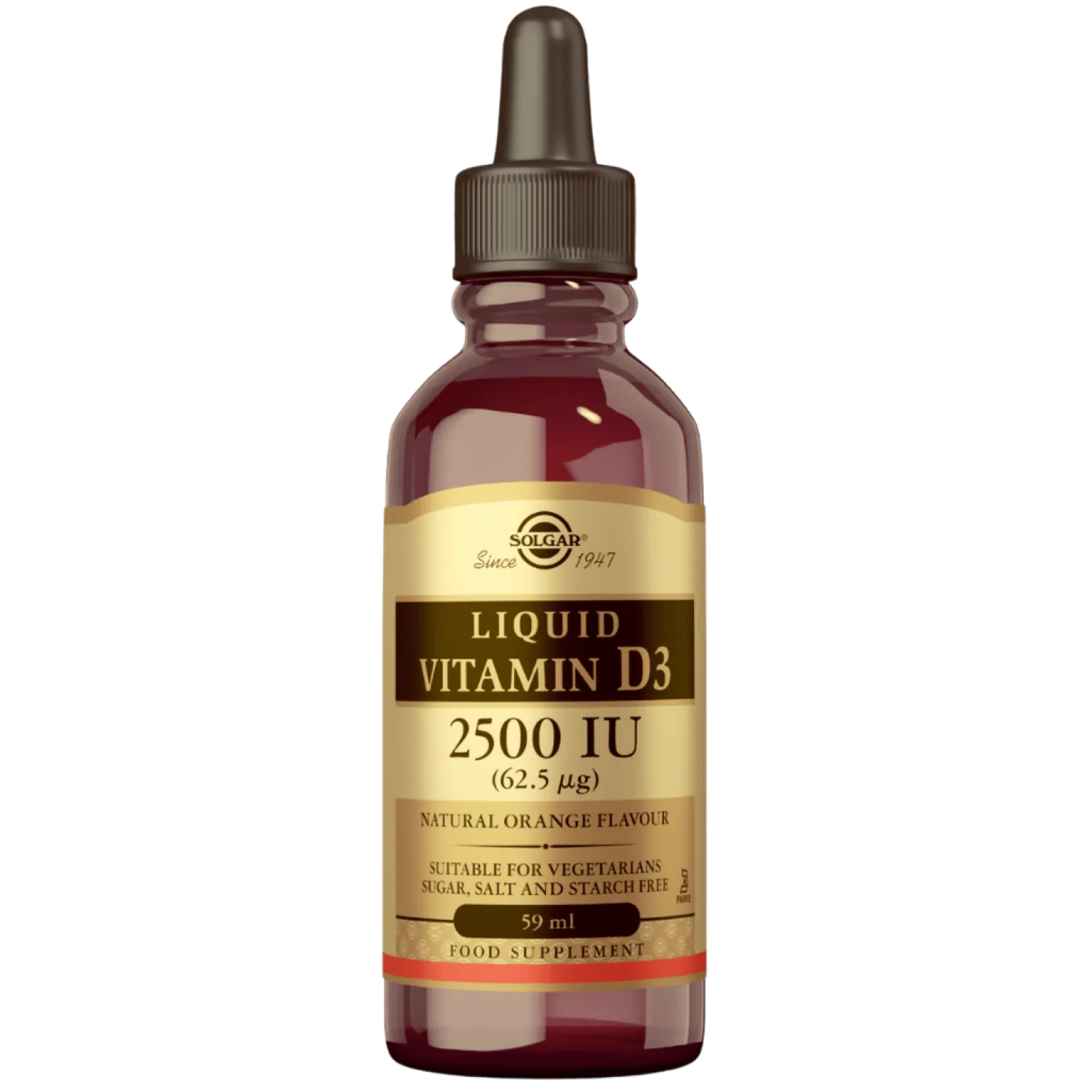Solgar Liquid Vitamin D3 62,5 µg - Nestemäinen D3-vitamiini 59 ml