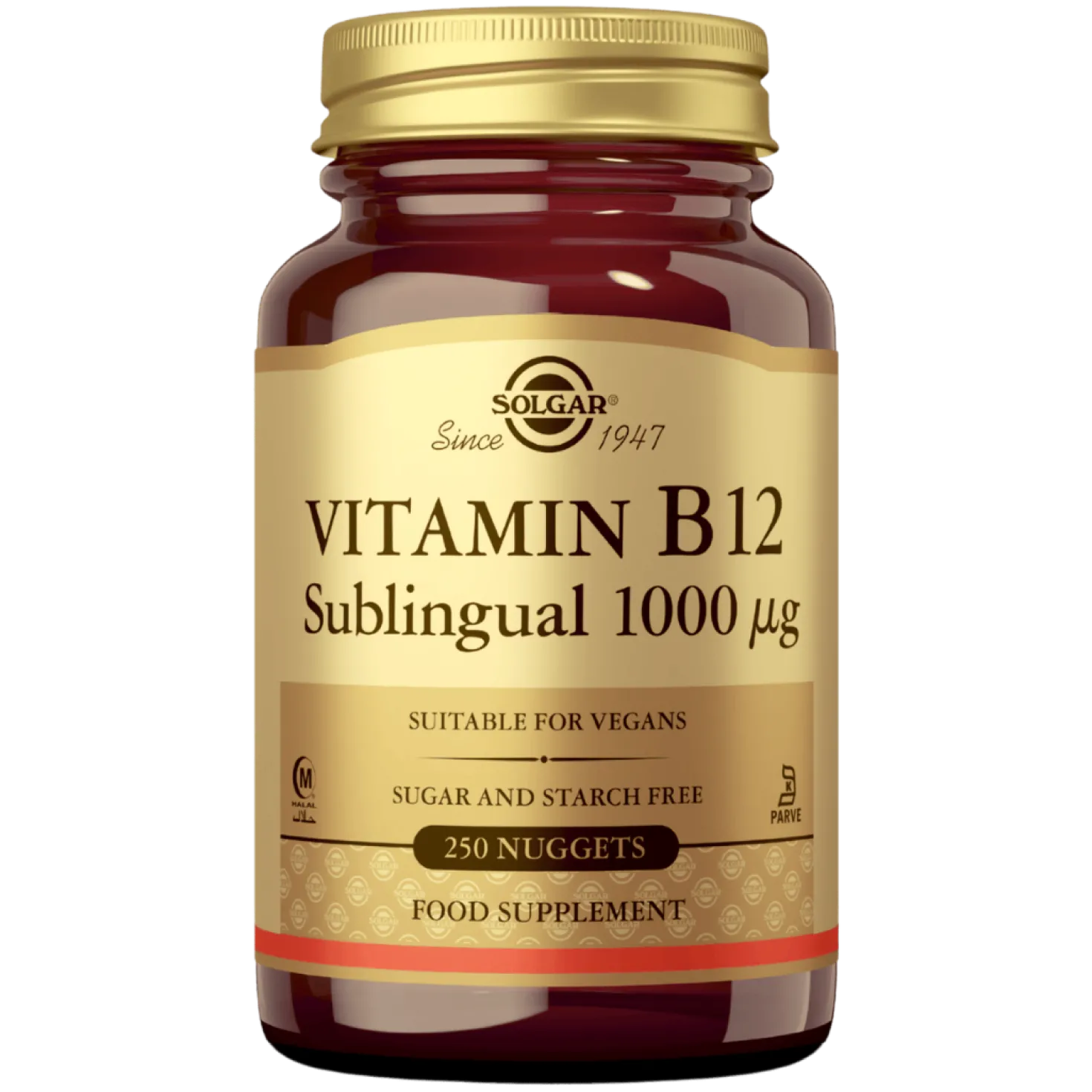 Solgar Vitamin B12 1000µg - B12-vitamiini, Imeskelytabletti 250 tabl.