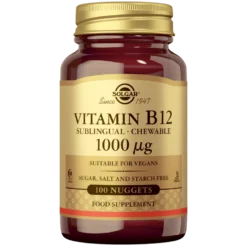 Solgar Vitamin B12 1000 µg - B12 vitamiinivalmiste, imeskelytabletti 100 tabl.