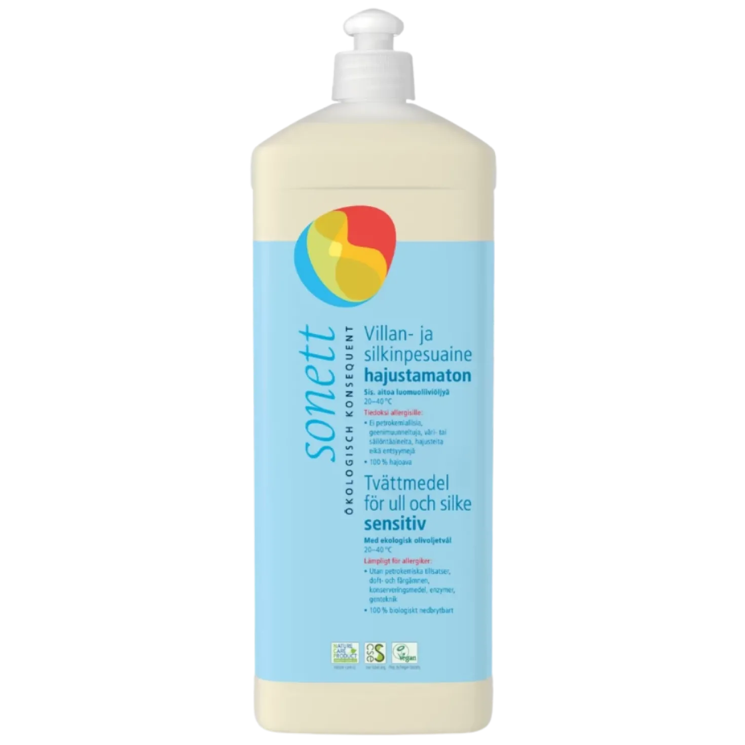 Sonett Villan- ja silkinpesuaine - Hajusteeton 500 ml