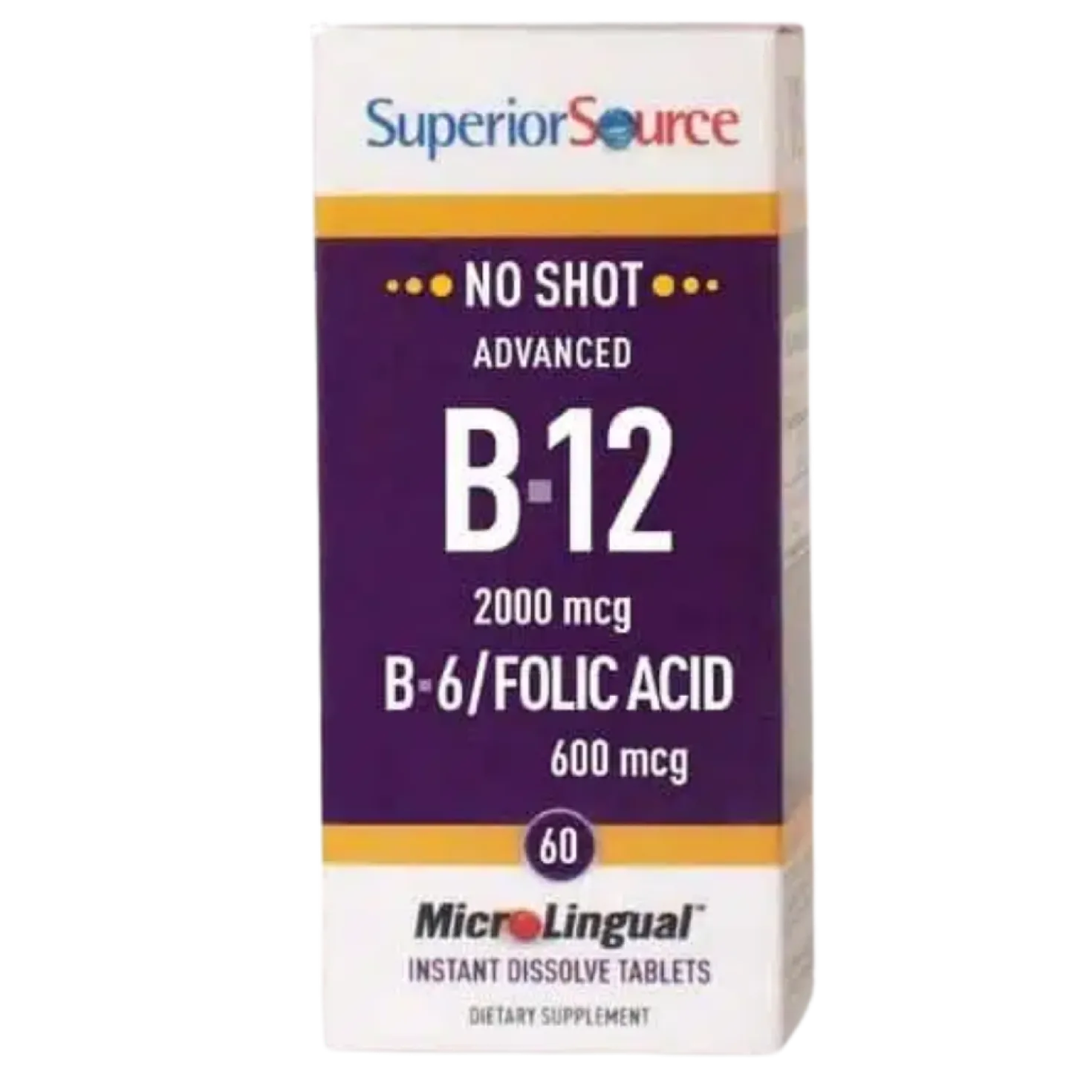 Superior Source B12 2000 µg + B6 + Folic Acid 600 µg - 60 tabl.
