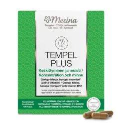 Tempel Plus - Ginkgo Biloba, Bacopa Monnieri ja B12-vitamiini - 120 kaps.