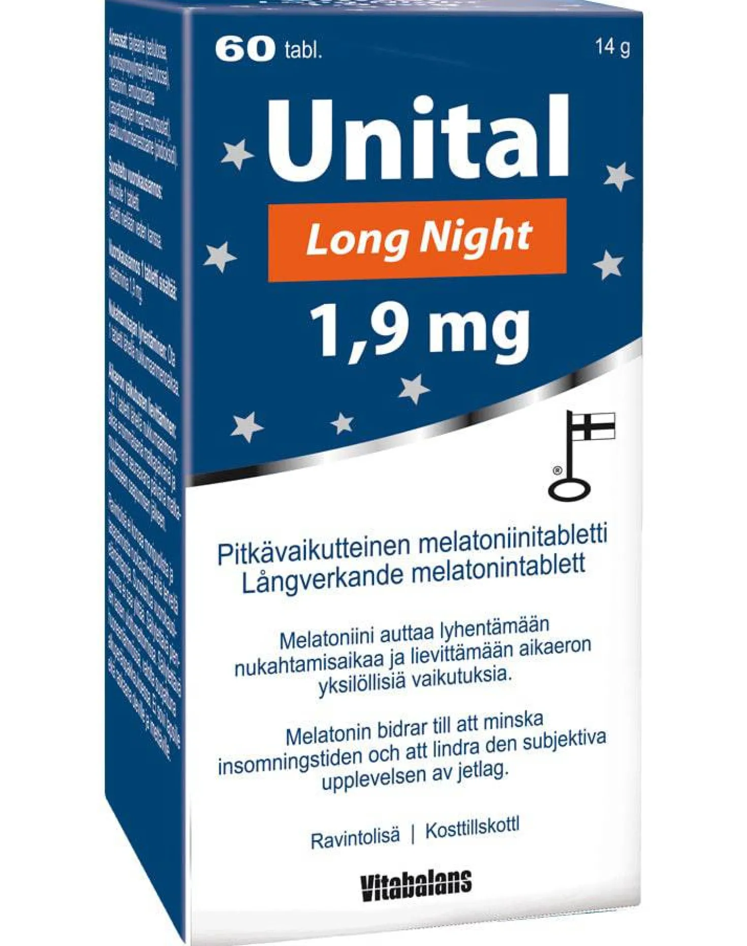 Unital Long Night 1,9 mg 60 tabl. - Pitkävaikutteinen melatoniini