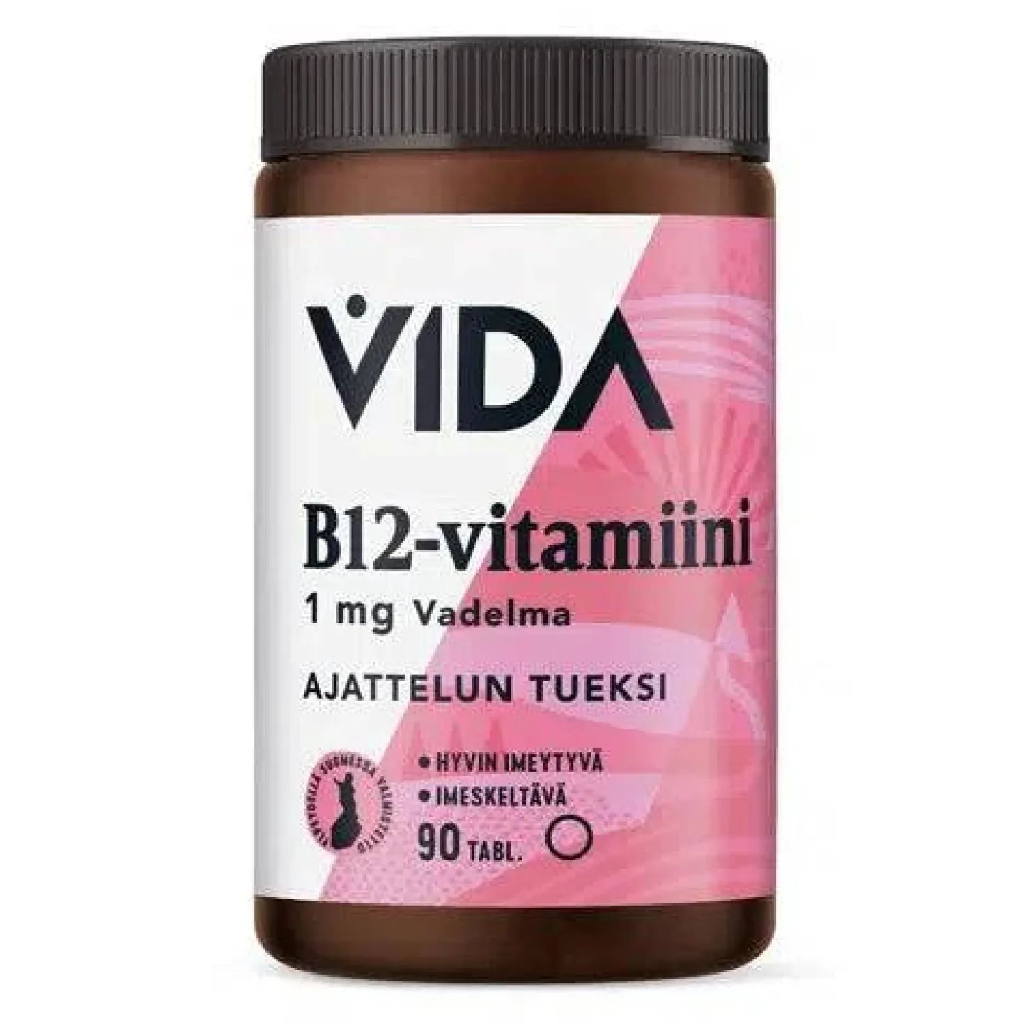 Vida B12-Vitamiini 1 mg Vadelma 90 tabl.