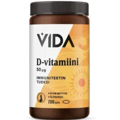 Vida D-Vitamiini 50 µg 200 kaps.