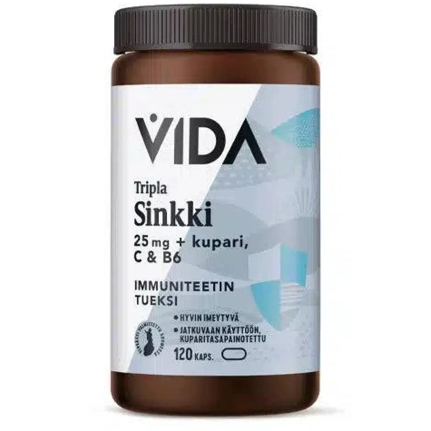 Vida Tripla Sinkki 25 mg + Kupari, C & B6 120 kaps.