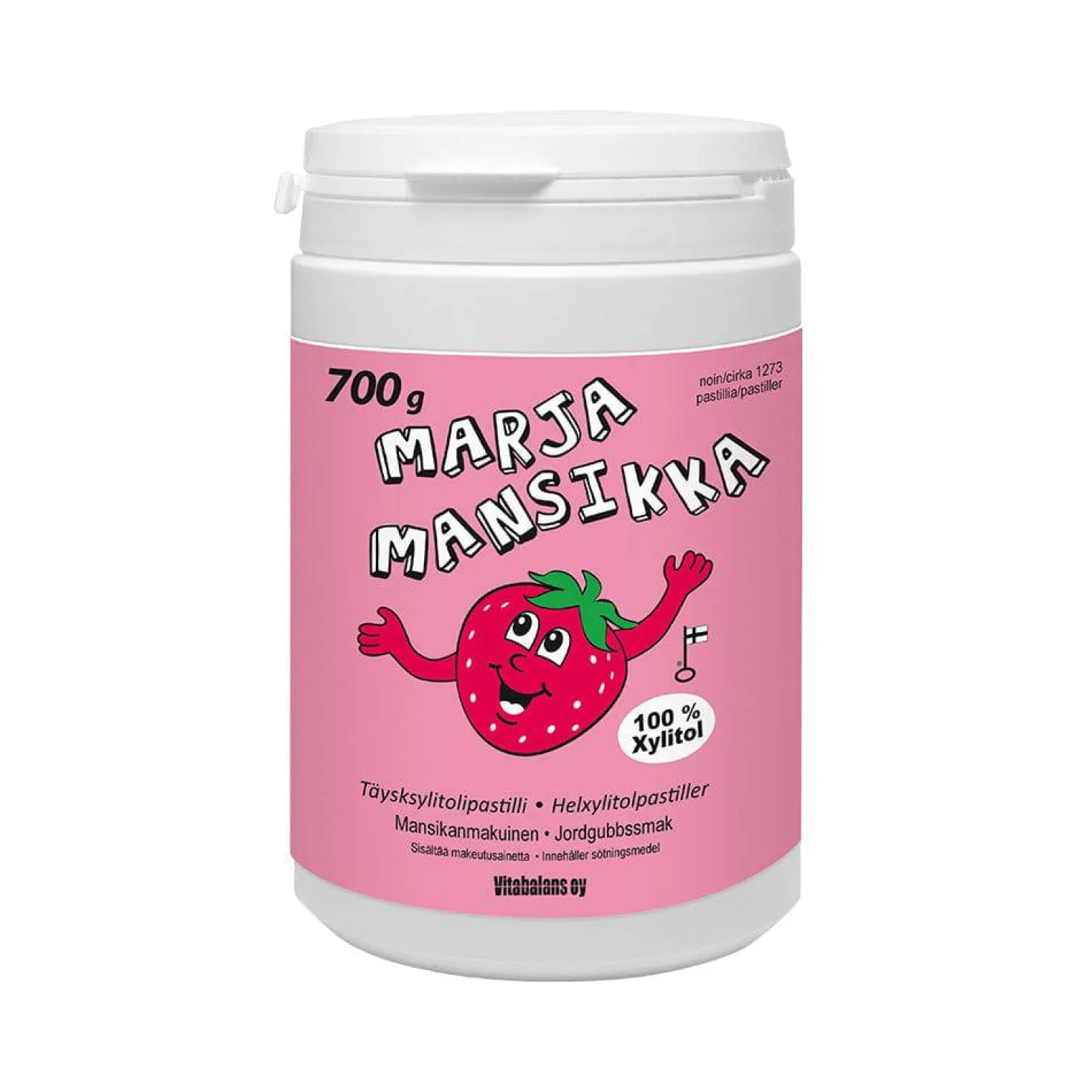 Vitabalans Marja Mansikka Täysksylitolipastilli 700 g