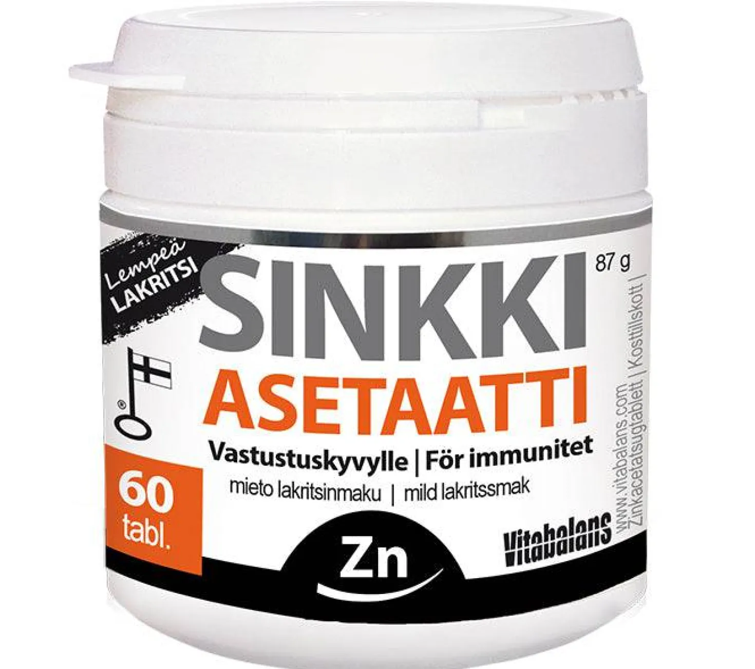 Vitabalans Sinkkiasetaatti Lakritsi - Imeskelytabletti 60 tabl.