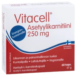 Vitacell Asetyylikarnitiini 250 mg 60 kaps.