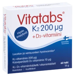 Vitatabs K2 200 µg + D3-vitamiini 60 tabl.