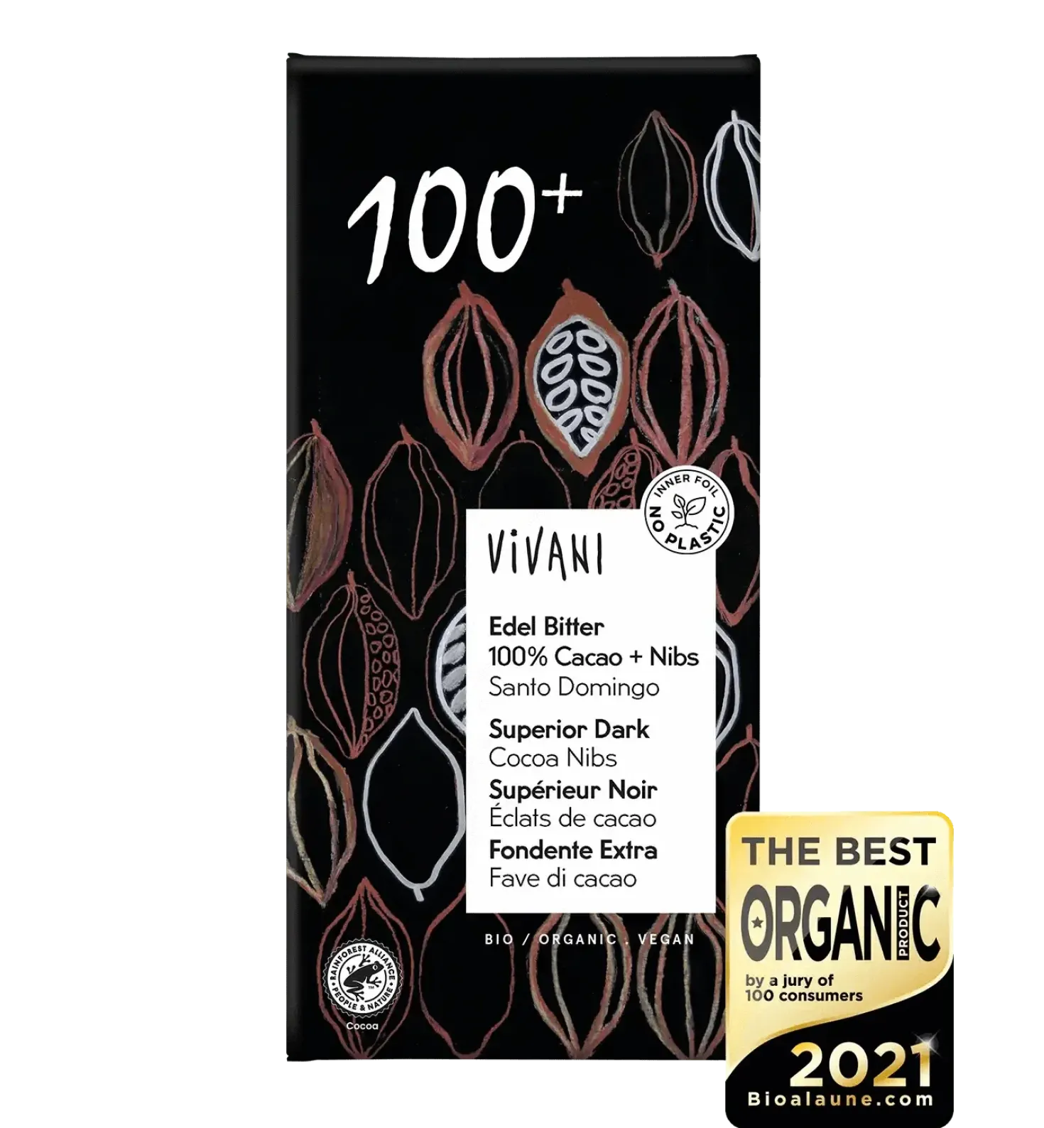 Vivani Superior Dark Cocoa - Luomu Tummasuklaa 100% 80 g