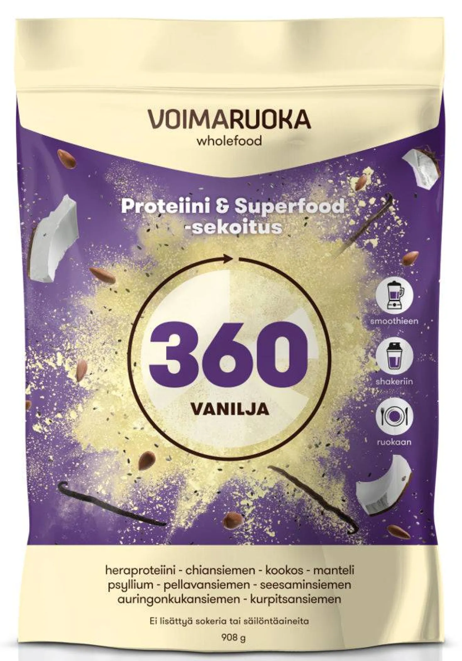 Voimaruoka 360 Wholefood vanilja 908 g - poistuu